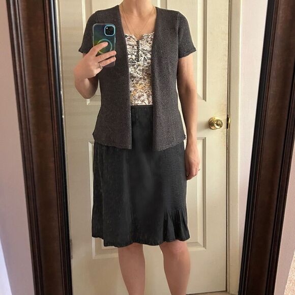 Nic + Zoe Charcoal Gray Cardigan Sweater Short Sleeves Lightweight Size Medium - Picture 6 of 11
